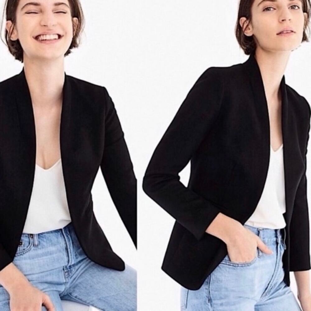 J Crew Size 10 Going Out Blazer Jacket Stretch Twill Black H2743 Slim Cut